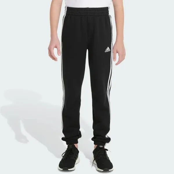 Adidas Youth Joggers Boys XL Black Logo Stripes Sweatpants 18-20