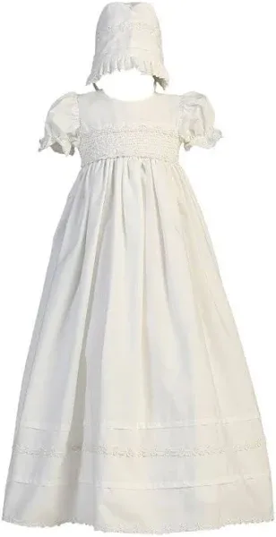 Baby Girls Cotton Christening Gown Dresses with Bonnet Set