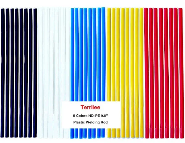 Terrilee 40pcs Plastic Welding Rods Hdpe 9.8'' Plastic Welding Repair Rods Strips Common Flat Plastic Welding Rods Kit for Car Bumper