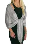 ShineGlitz Shawls and Wraps for Evening Dresses, Womens Silver 