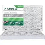 Filterbuy 16x25x1 Air Filter MERV 8 Dust Defense (6-Pack), Pleated HVAC AC Furnace Air Filters Replacement (Actual Size: 15.50 x 24.50 x 0.75 Inches)