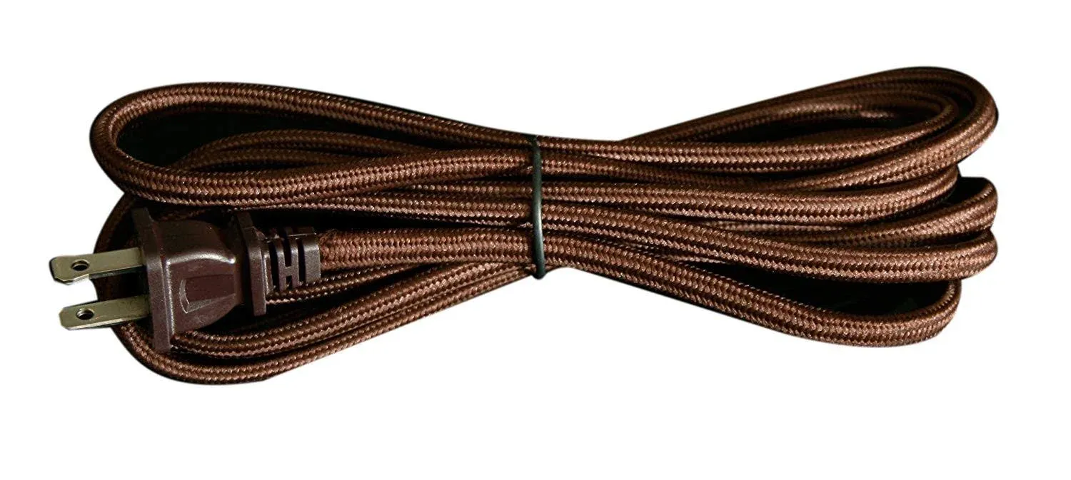 Royal Designs Brown 8 Foot Replacement Rayon Lamp Cord with Molded Plug - SPT-1