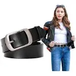 SUOSDEY Fashion Womens Soft Leather Belt, Waist Belt with Pin Buckle for Jeans Pants, Black Belt,Width 1.3"