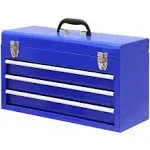 BIG RED Portable 3 Drawer Steel Tool Box with Metal Latch Closure