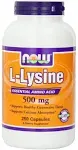 Now Foods L-Lysine dietary supplement, 500mg - 250 capsules