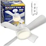 Bell &amp; Howell 9965 Socket Fan Ceiling Fan with Light Adjustable Ceiling Light