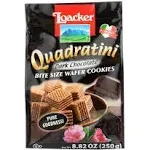 Loacker Quadratini Bite Size Wafer Cookies, Dark Chocolate - 8.82 oz bag