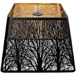 ALUCSET Tree Pattern Metal Square Lampshade for Table & Floor Lamps, Black/Gold