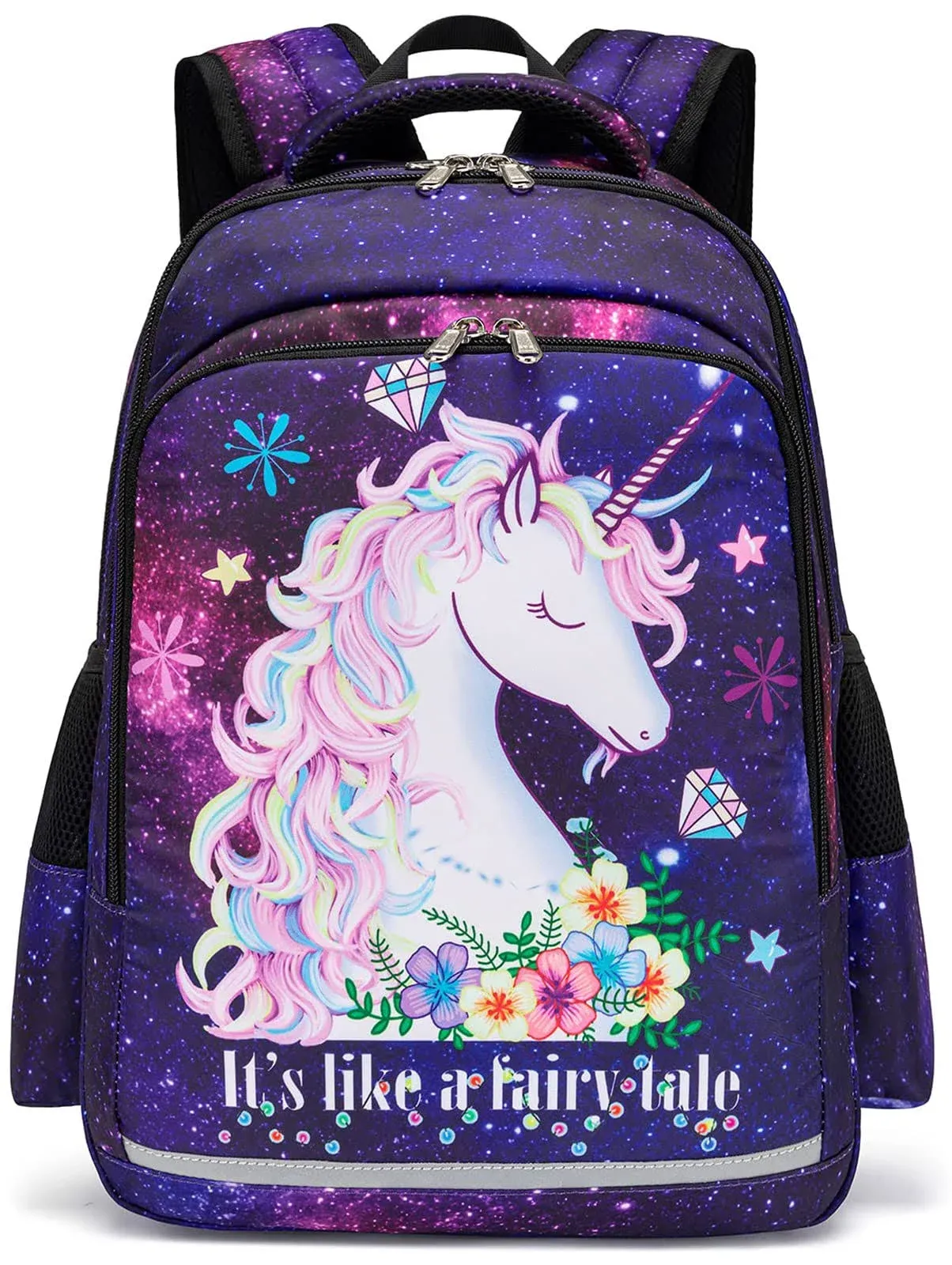 BTOOP Kids Backpack Girls School Backpack Preschool Kindergarten Unicorn Toddler BookBag with Chest Clip (Tie Dye headband)