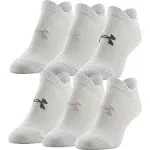 Under Armour Women's 6 Pack Essential No Show Socks (White)