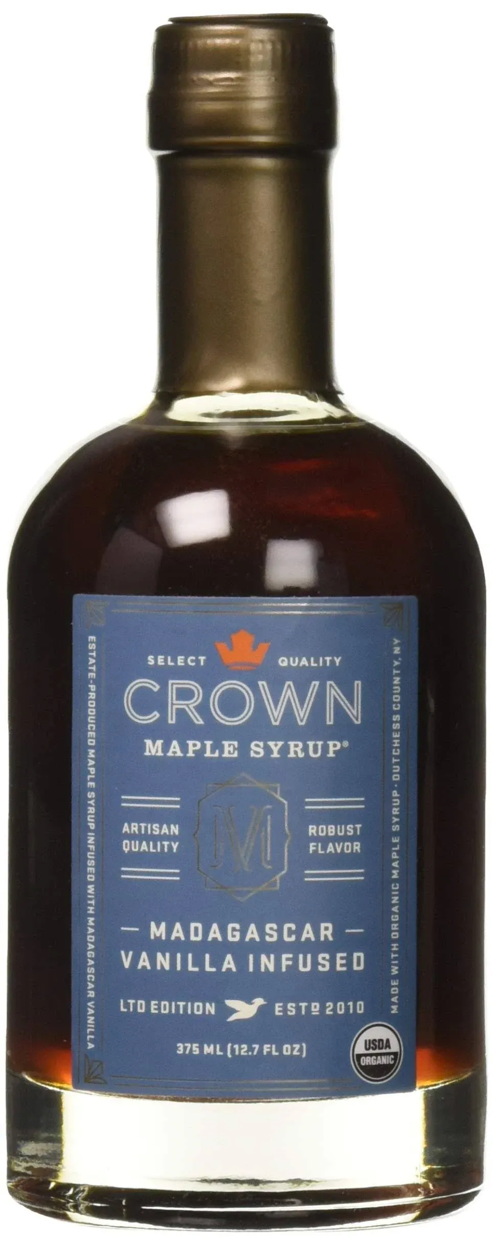 Crown Maple Madagascar Vanilla Infused Organic Maple Syrup, 12.7 Fl Oz, Real Vanilla Bean, Pancakes, Baking, Cocktails & Brunch