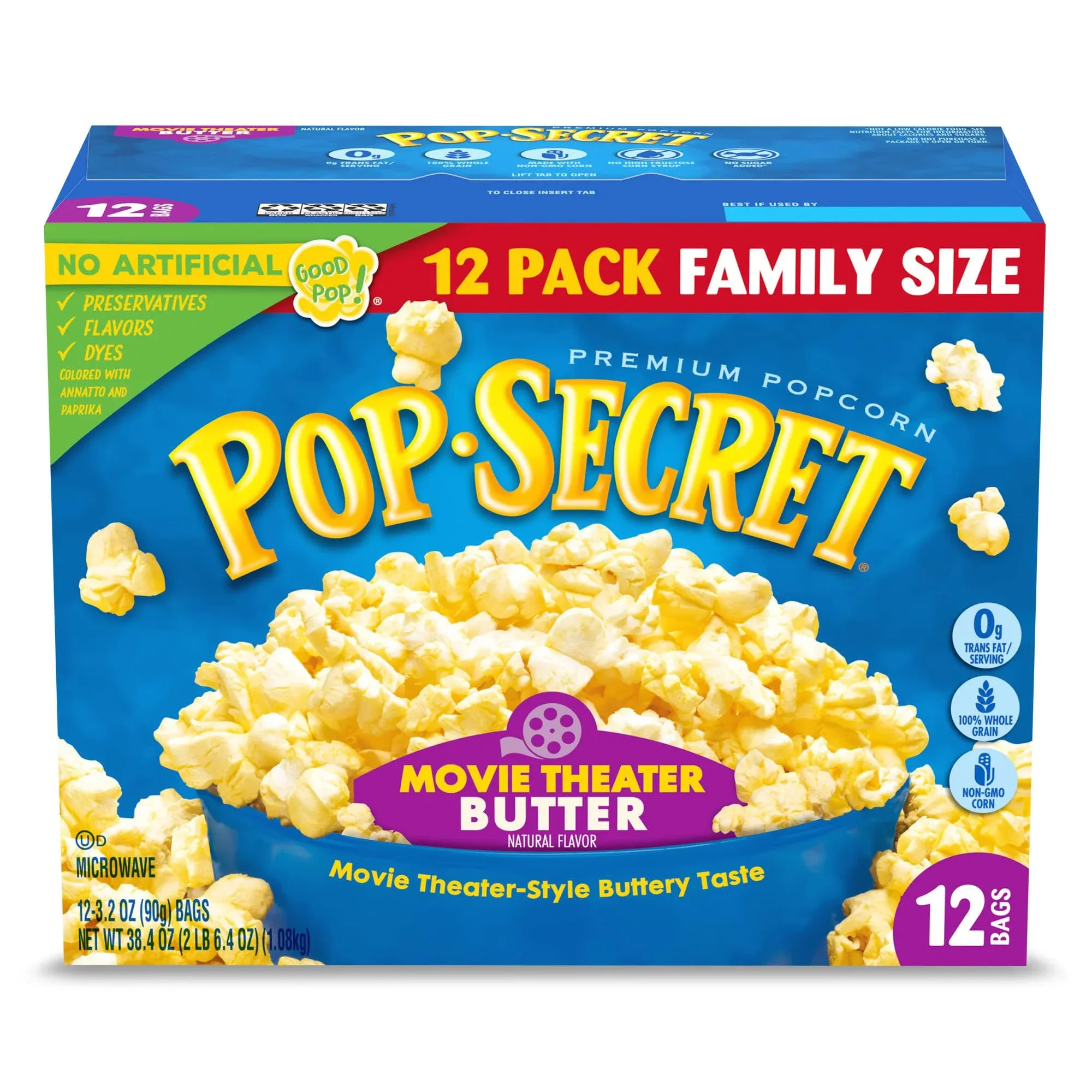 Pop Secret Movie Theater Popcorn, Butter (3.2 oz, 12 ct)