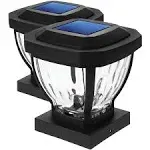 Black Integrated LED 4X4 Solar Deck Post Cap Light