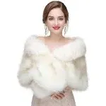 Decahome Faux Fur Shawl Wrap Stole Shrug Winter Bridal Wedding Cover Up