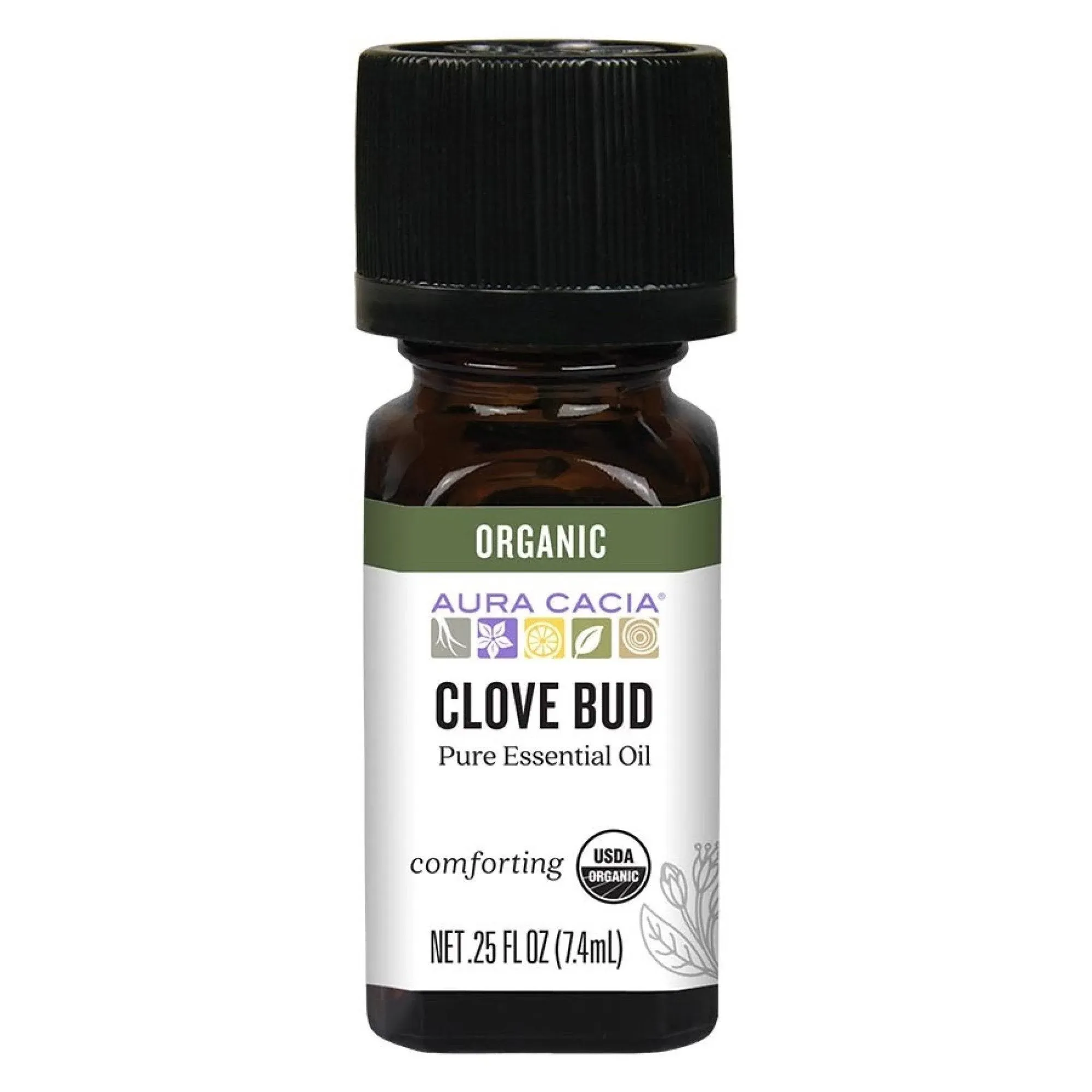 Aura Cacia 100% Pure Clove Bud Essential Oil | Certified Organic, GC/MS Tested for Purity | 7.4 ml (0.25 fl. oz.) | Syzygium aromaticum