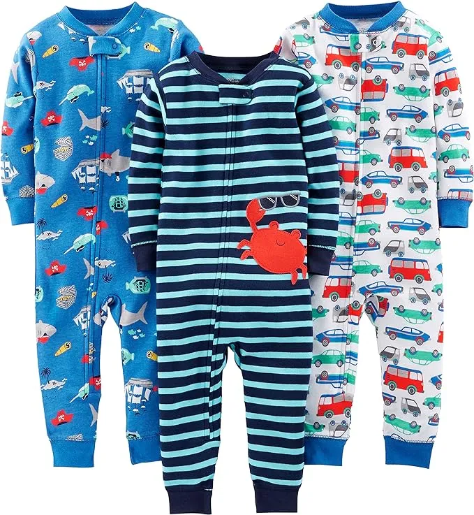 Simple Joys by Carter's Baby Boys' 3-Pack Snug Fit Footless Cotton Pajamas