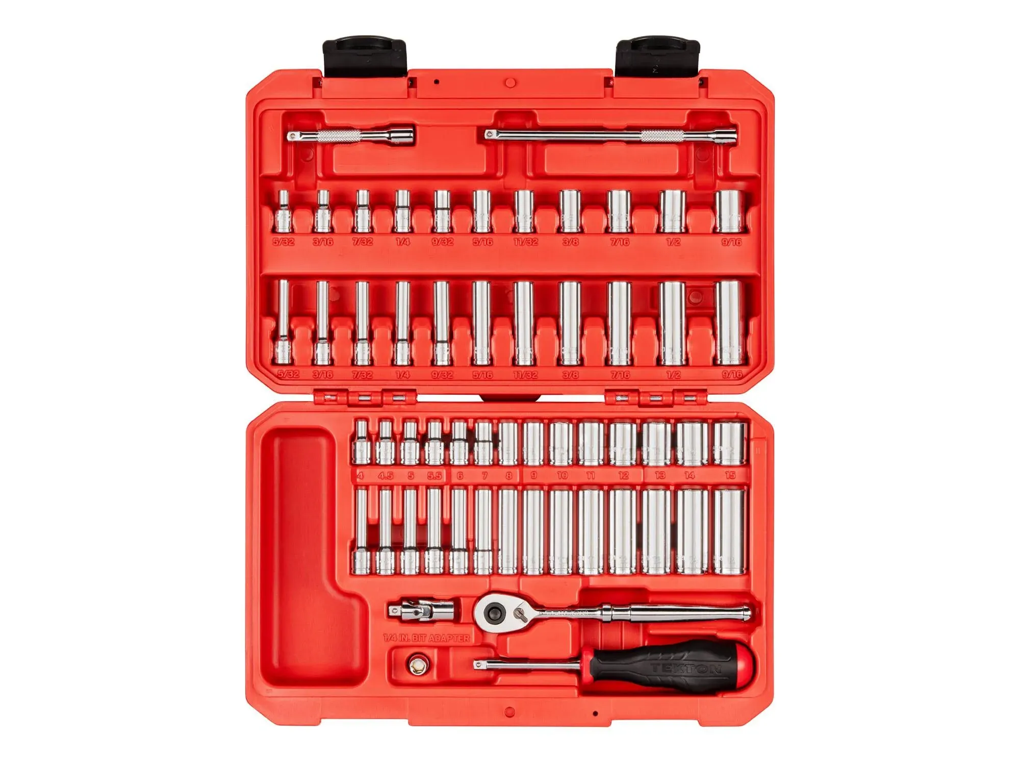 Tekton SKT05303 1/4 in. Drive 6-Point Socket and Ratchet Set, 56-Piece (5/32 - 9 ...