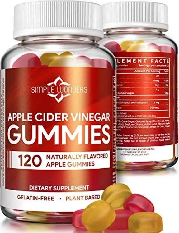 Simple Wonders Apple Cider Vinegar Gummies with The Mother (120 ct) ACV Gummies ...