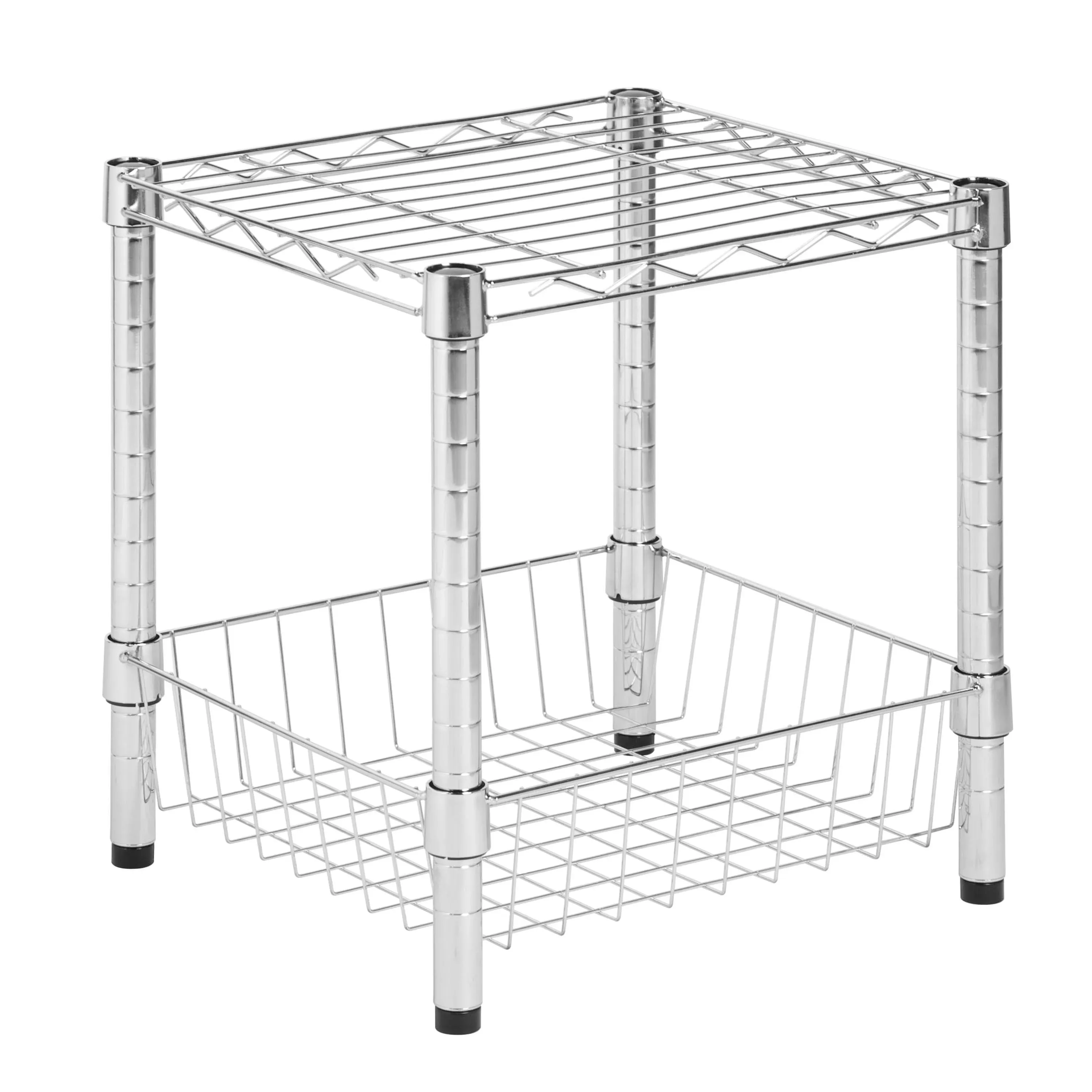 Honey-Can-Do Chrome Small Wire Table with Basket