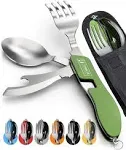 4 In 1 Outdoor Tableware Set Camping Cooking Supplies Stainless Steel Spoon Folding Pocket Kits Home Picnic Hiking Travel Tools