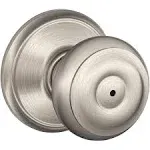 Schlage F40 GEO 619 Georgian Door Knob, Bed &amp; Bath Privacy Lock, Satin Nickel