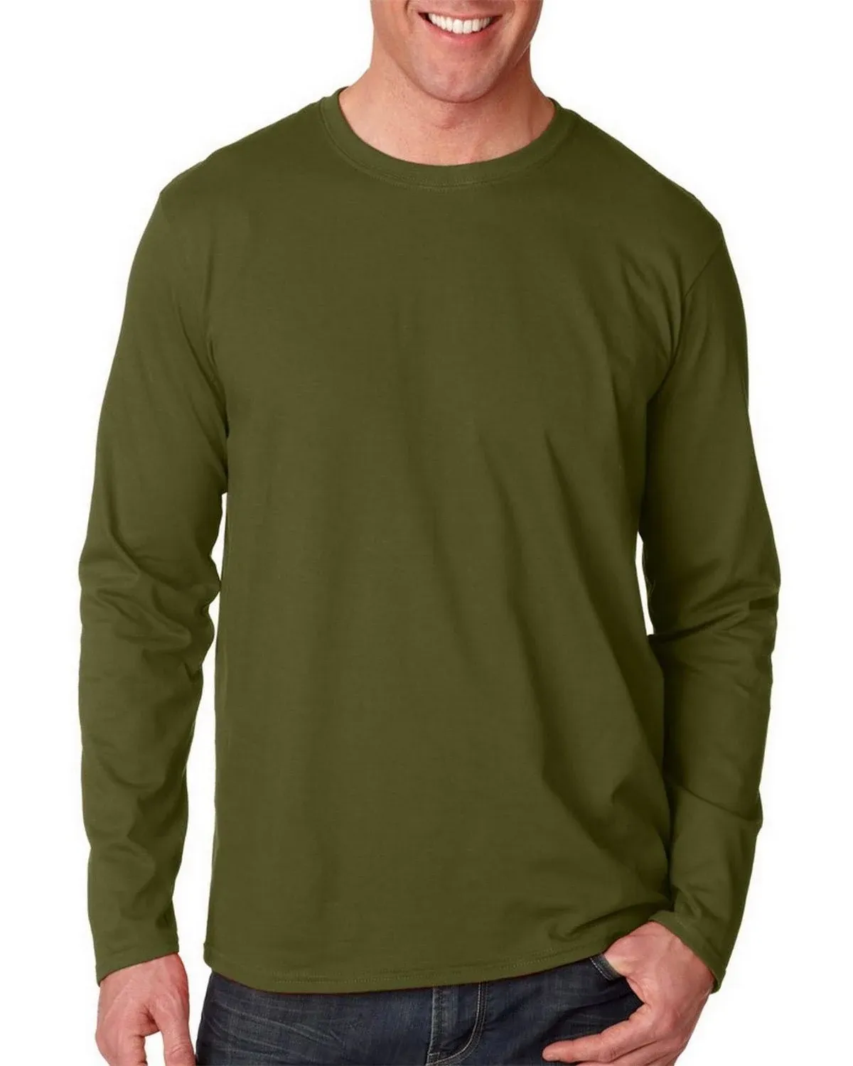 Gildan G540 Adult Heavy Cotton Long Sleeve T-Shirt Military Green M