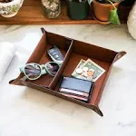 Londo Leather Tray Organizer, Practical Storage Box for Wallets Dark Brown