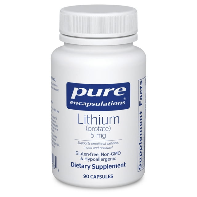 Pure Encapsulations Lithium Orotate 5 mg - Brain Support Supplement - with N-Acetyl-L-Cysteine (NAC) for Memory & Brain Behavior* - Gluten Free & Non-GMO - 180 Capsules