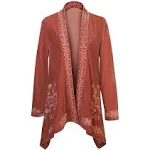 FLORIANA Womens Embroidered Kimono Cardigan Velvet Blazer Open Front Kimono Top