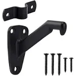 6 Pack Matte Black Hand Rail Bracket Heavy Duty Hardware for Stairways Home o...