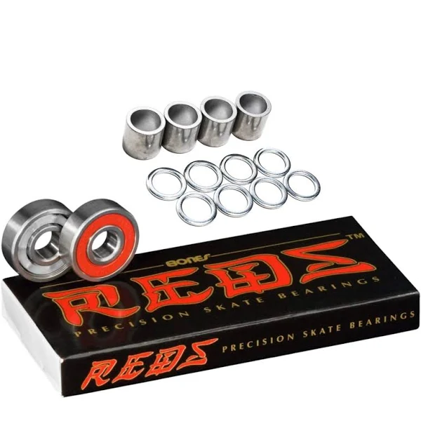 Bones Reds Skateboard Bearings 8-Pack - for Skateboards, Longboards, Scooters, Spinners