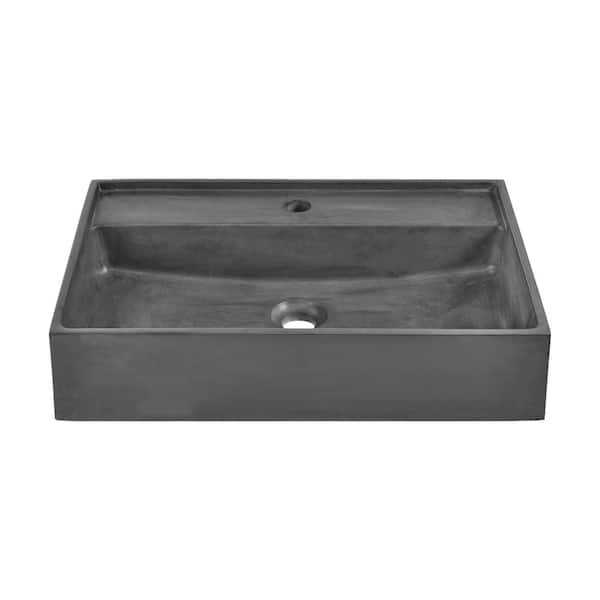 Lisse 16” Square Concrete Vessel Bathroom Sink - Dark Gray