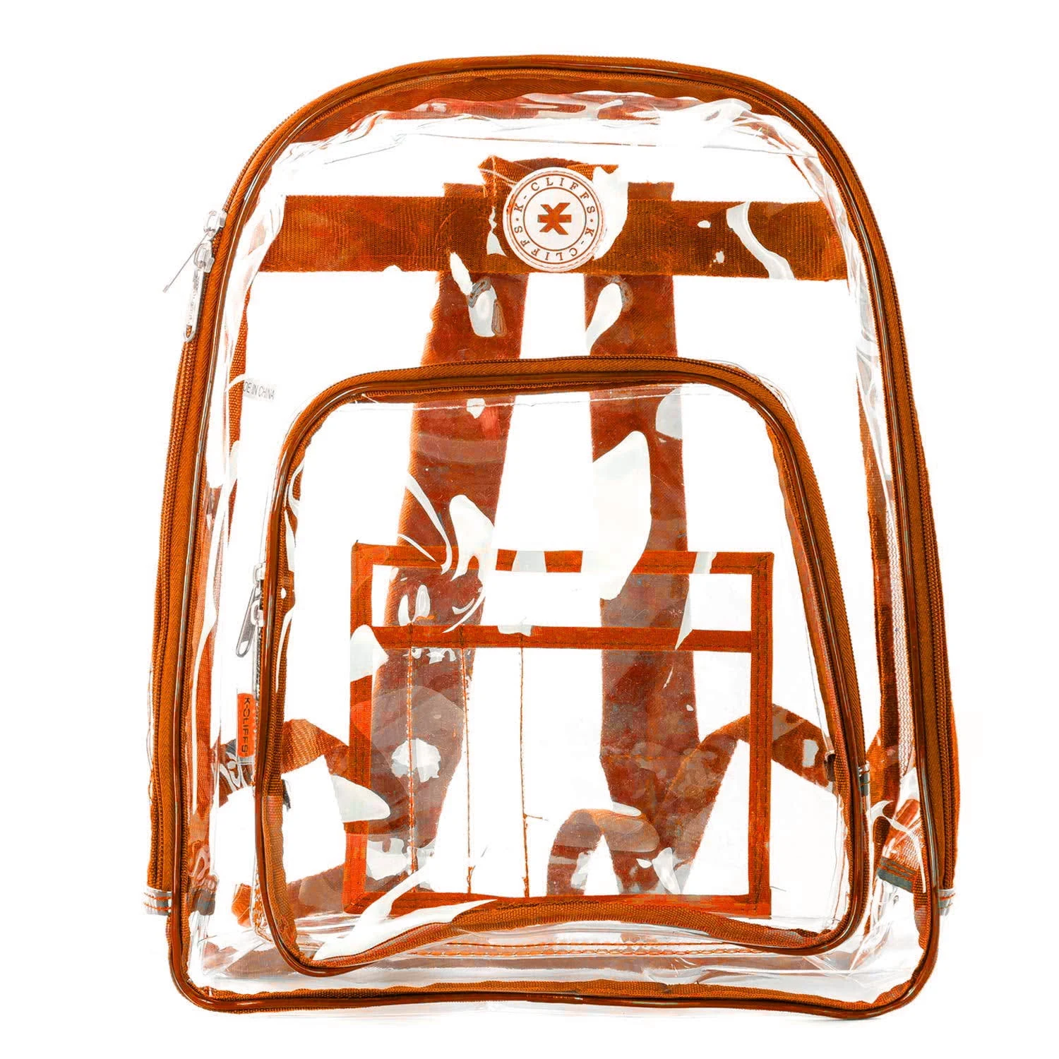 K-Cliffs Large Transparent Backpack Clear Heavy Duty School Bag Durable Student Bookbag See Through Vinyl Daypack Workbag