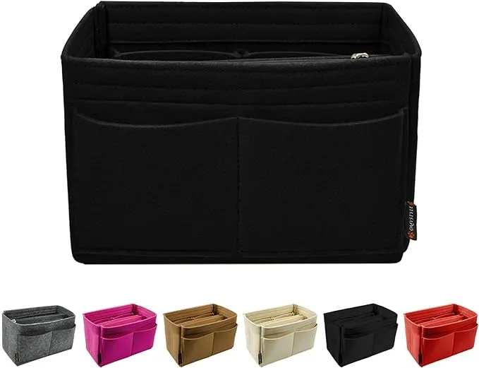 OMYSTYLE Black Slender Large Purse Organizer Insert for Handbags, Felt Bag... 