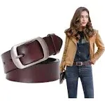 SUOSDEY Fashion Womens Leather Belt, Soft Leather Waist Belt with Pin Buckle for Jeans Pants,width 1.3"