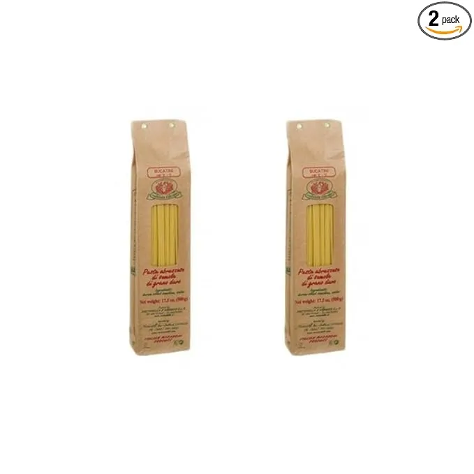 Rustichella d'Abruzzo Bucatini (Pack of 2), 500g Each - Classic Italian Pasta with a Hole - Perfect for Amatriciana Sauce - Artisan Pasta from Abruzzo