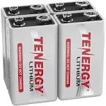 Tenergy 9V Lithium Batteries, 1200mah Non-Rechargeable Batteries, 10 Years Shelf Life Lithium 9 Volt Batteries, 4 Pack