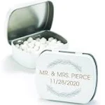 2 1/2 12 oz. Personalized Winter Wedding White Metal Mint Tins - 24 Pc.