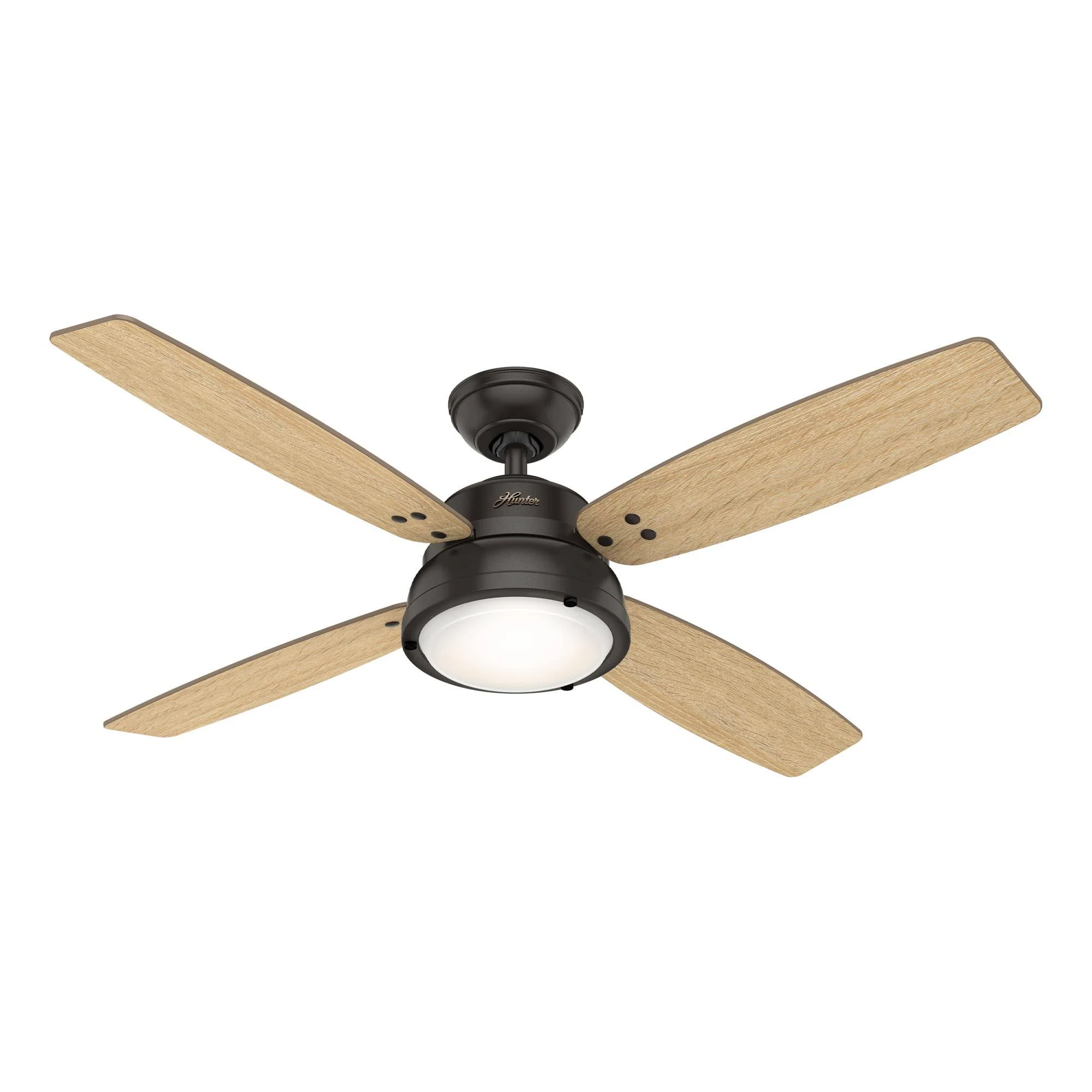 Hunter 52 inch Wingate Noble Bronze Ceiling Fan with LED Light Kit and Handheld Remote