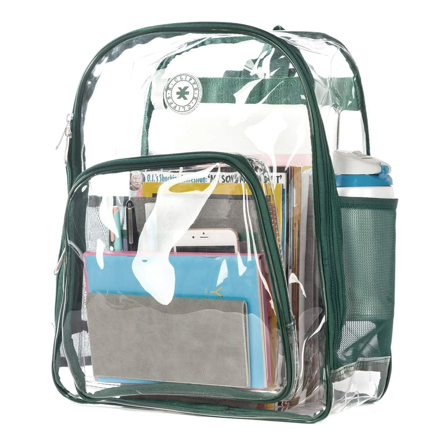 K-Cliffs Clear Backpack High Quality Student Bookbag Large Durable See Through School Bag Heavy Duty Transparent PVC Workbag