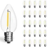 25Pack C7 LED String Light Bulbs Replacement, E12 Base, 60LM, 2200K Night Light