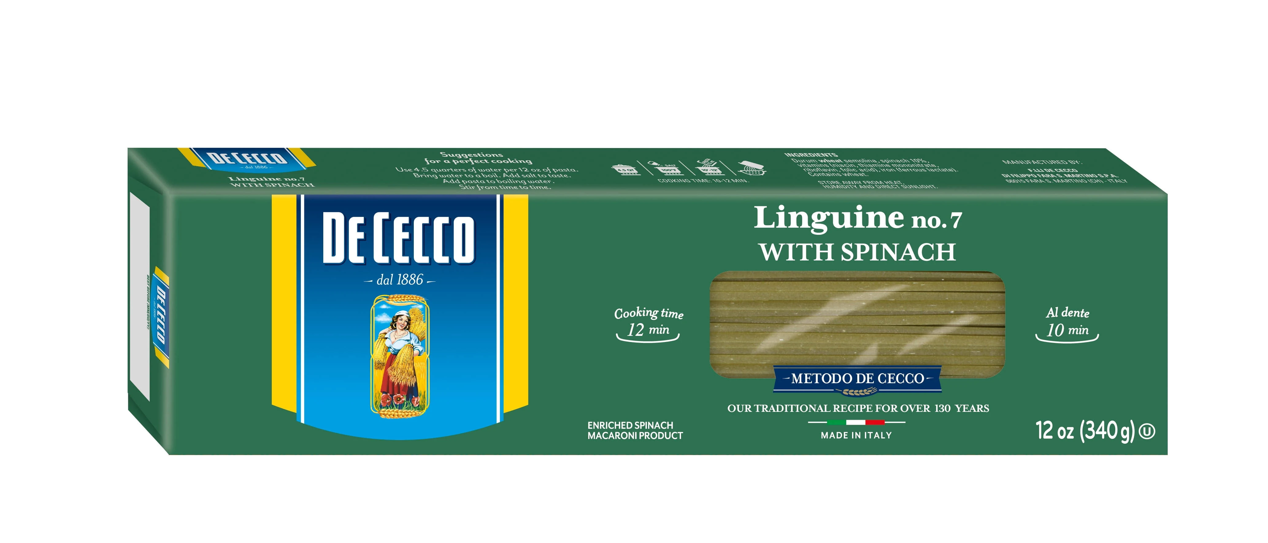 De Cecco Linguine, No. 7, with Spinach - 12 oz