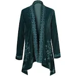 FLORIANA Womens Embroidered Kimono Cardigan Velvet Blazer Open Front Kimono Top