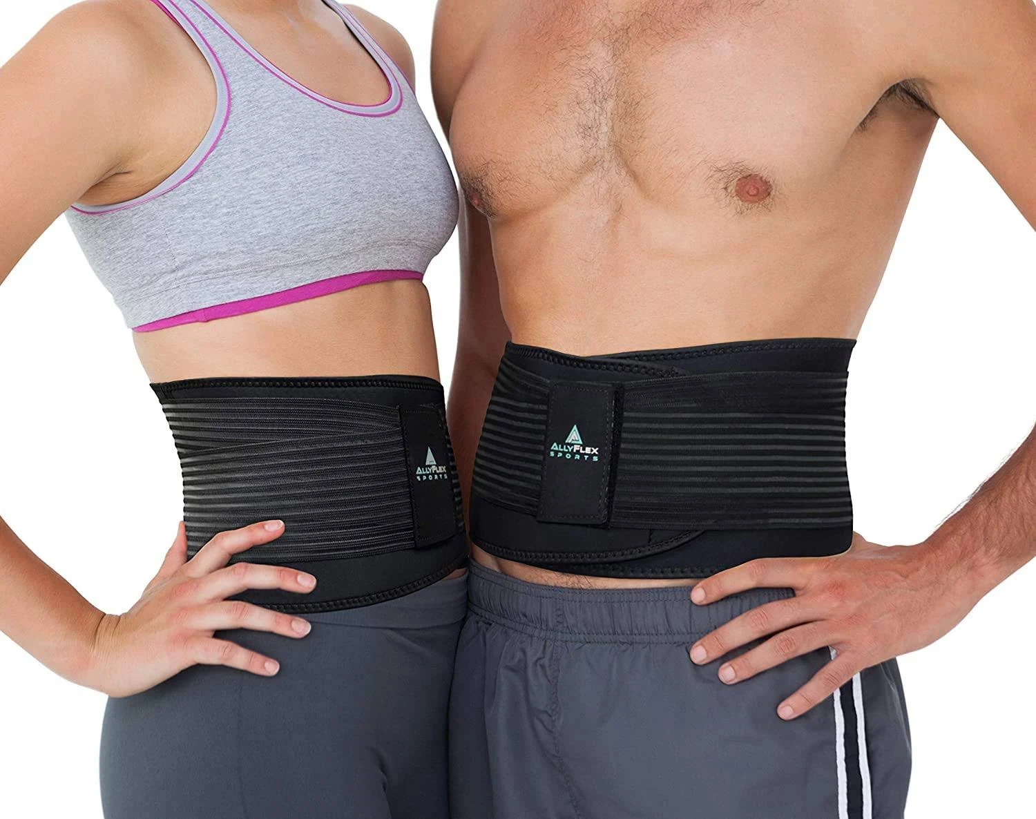 AllyFlex Sports® Back Brace Lower Back Pain Relief - Back Brace for Women and Men Under Clothes Lower Lumbar Support to Improve Posture - M