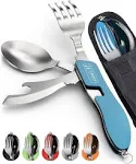 Orblue 4-in-1 Camping Utensils, 2-Pack, Portable Stainless Steel Spoon