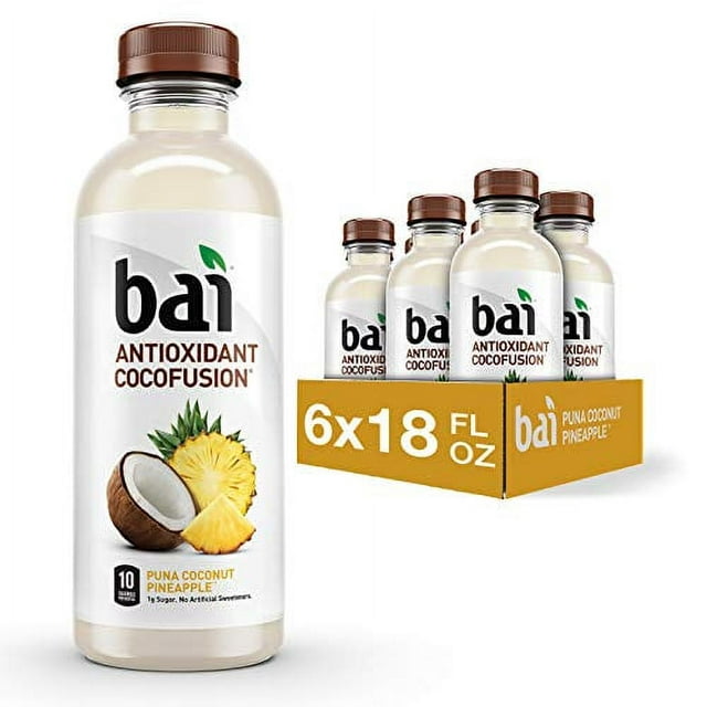 Bai Coconut Flavored Water Puna Coconut Pineapple, Antioxidant Infused, Coconut Pineapple Flavored Water Drink, 18 Fluid Ounce Bottles, 6 Count