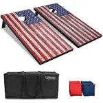 GoSports American Flag 4ft x 2ft Size Bags Set Includes 8 Bean Bags, Carry Case