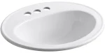 Kohler 2196-4-0 Pennington Drop-In Bathroom Sink with Centerset Faucet Holes - White