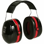 OPTIME 105 Twin Cup Earmuffs, Black, Red, 1 Each (Quantity)