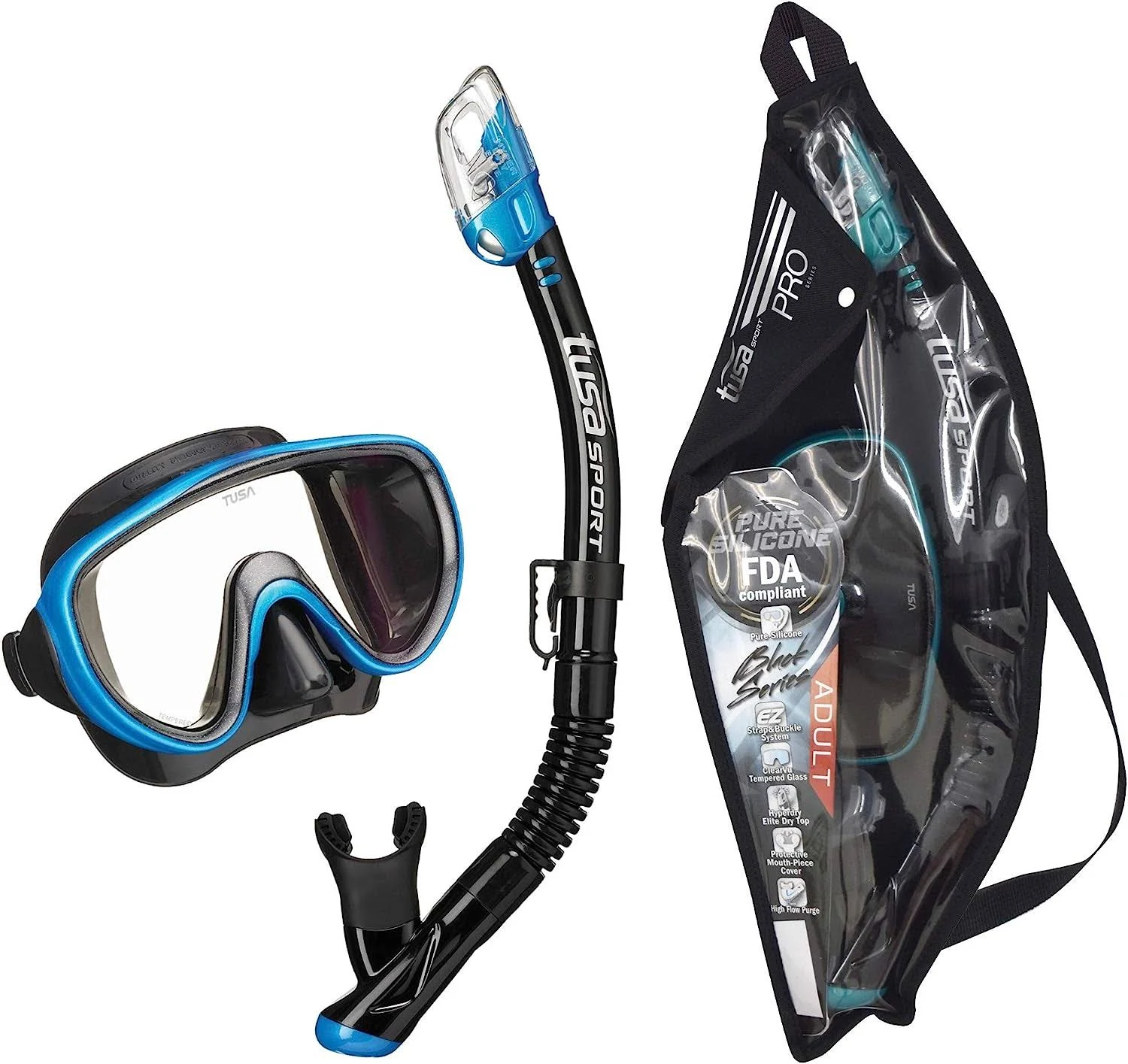 Tusa Serene Adult Black Series Mask and Snorkel Combo